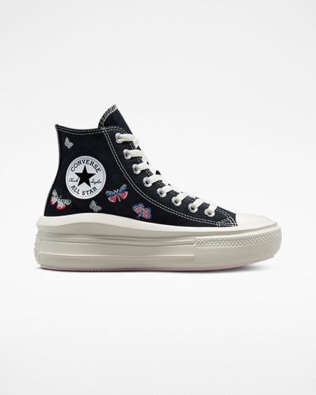 Women's Converse Chuck Taylor All Star Move Butterfly Wings High Top Platform Shoes Black / Pink | AU 65E41F